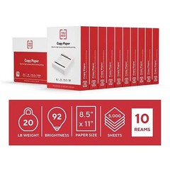 TRU RED 8.5″ x 11″ Copy Pape – 20 lbs. 92 Brightness, 500 Sheets/Ream – 10 Reams