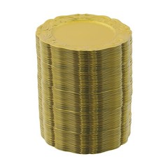 100 Pack Gold Plastic Charger Plates, 12.8 Inch, Spray Painted, for Wedding Part