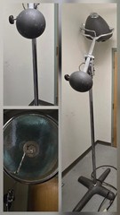 Large 9′ Antique Industrial Surgical Light Chrome & Gray In Original Condition