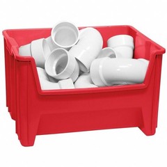 Akro-Mils 13017Red Stacking Bin, 15-1/4 In L X 19-7/8 In W X 12-1/2 In H, Red,
