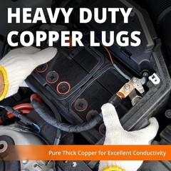 2/0 Gauge 3/8 Copper Wire Lugs Ring Terminals Battery Cable Connectors Ends 10