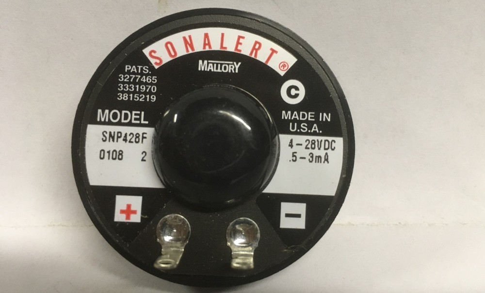 Mallory Sonalert SNP428F 4-28vdc 52-68dB 0.5-3mA Continuous Tone Snap in Panel