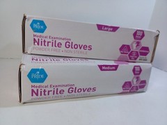 2 Pack MedPride Powder-Free Nitrile Exam Gloves 1 Large 1 Medium 2 Packs of 100
