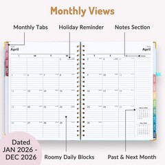 Forvencer 2026 Planner, Weekly and Monthly Calendar Letter, Light Green