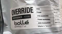 Bollé Safety Override OTG Goggles Scratch-resistant UV-treated Welding 40056
