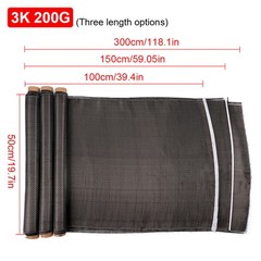 20″ x 10FT Real Carbon Fiber Fabric Cloth Roll 3k 200gsm 2×2 Twill Weave Black