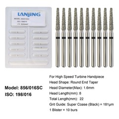 Dental Round End Taper Diamond Burs Super Coarse Black 856/016SC High Speed FG