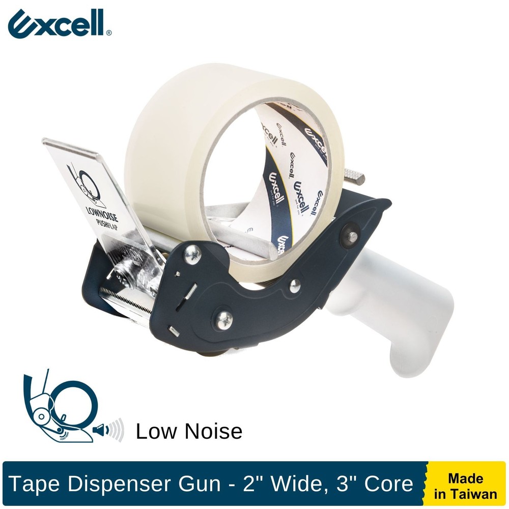 Excell Low Noise Tape Gun 2″ Tape 3″ Core, Quiet Tool for Carton & Box Sealing