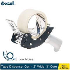 Excell Low Noise Tape Gun 2″ Tape 3″ Core, Quiet Tool for Carton & Box Sealing