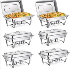 Stainless Steel Full Size 8 Qt Rectangle Chafing Dish Lift-Off Lid Commercial