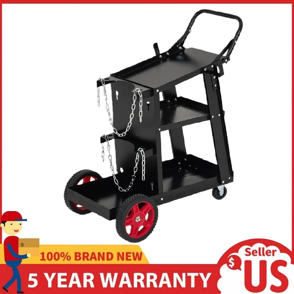 Welding Cart ,3-Tier Heavy Duty Rolling Welder Cart for TIG ,MIG ,Plasma Cutter