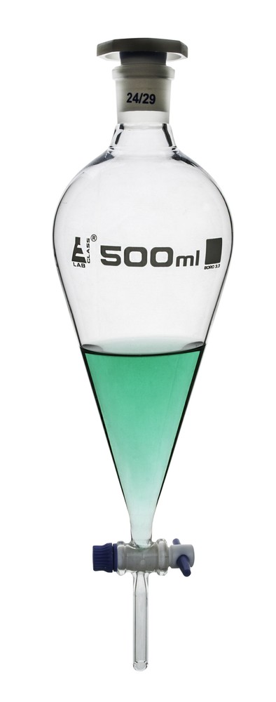 Eisco Labs 500ml Separatory Funnel, Pear shaped – Borosilicate Glass