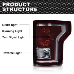Smoky Rear Tail Light Assembly Left & Right for Ford F150 2015-2017 w/o Bulbs