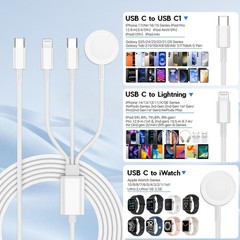 Upgraded Apple Watch Charger, 3 in 1 Multi Charging Cable 6FT, Magnetic Fast …