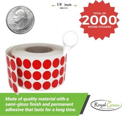 Royal Green 8mm Round Dot Stickers – 2000 Color Coding Labels in 2000, White