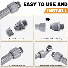 1 inch Liquid Tight Connector PVC Flexible Conduit Connector,Straight 180 Deg…