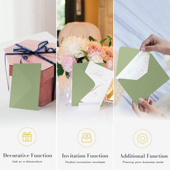 A7 Sage Green Envelopes 100 Pack, 5X7 V Flap Printable Envelopes for Invitation