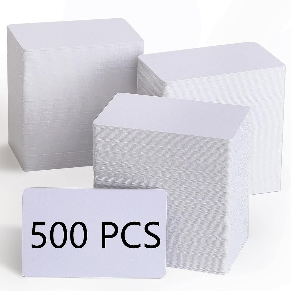 500 Pack Blank White PVC ID Cards – CR80 30 Mil Plastic Cards for Photo ID Badge