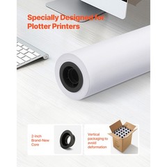 Uimoso Wide Format Plotter Paper Rolls 24 in x 150 ft, Pack of 20 for CAD Use