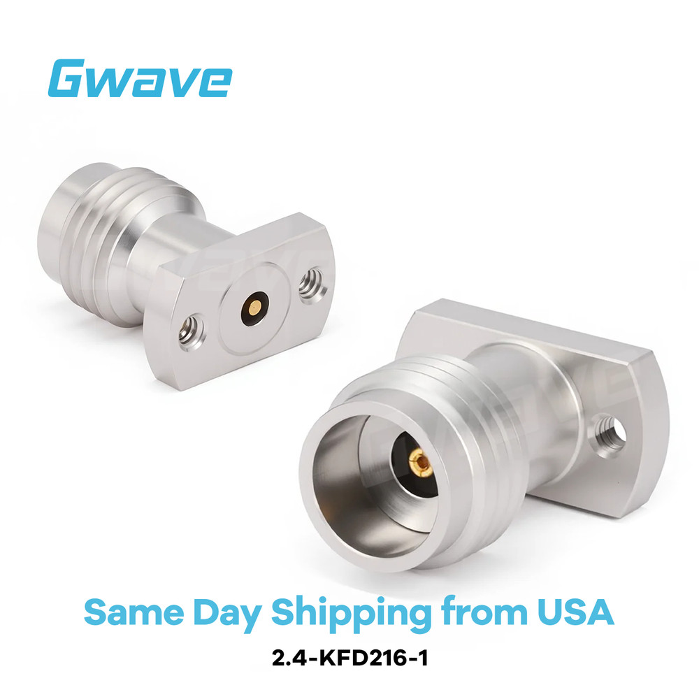 2.4mm Female Solderless PCB Connector with 2 Hole Flange for Stripline, DC-50GHz