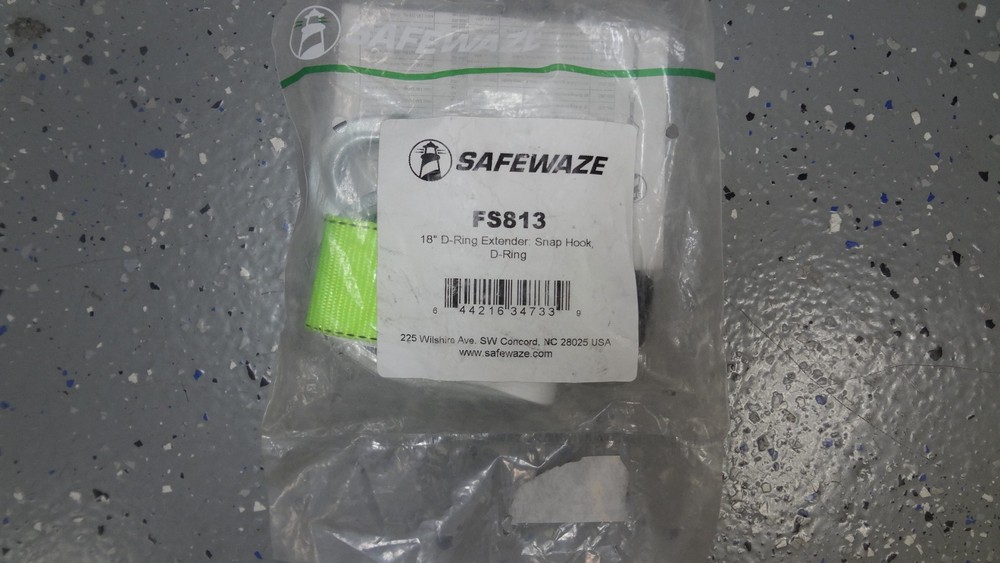 Safewaze FS813 18″ Web Extender With D-Ring And Double Locking Snap Hook