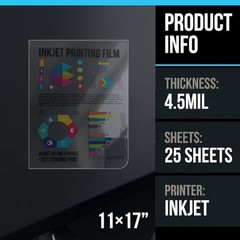 Inkjet Transparency Film Sheets 8.5 x 11 in Letter 4.5 Mil Clear OHP