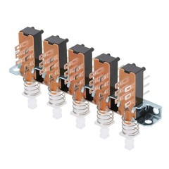 Interlock Push Button Switch Piano Type DPDT 6 Pins 5 Row