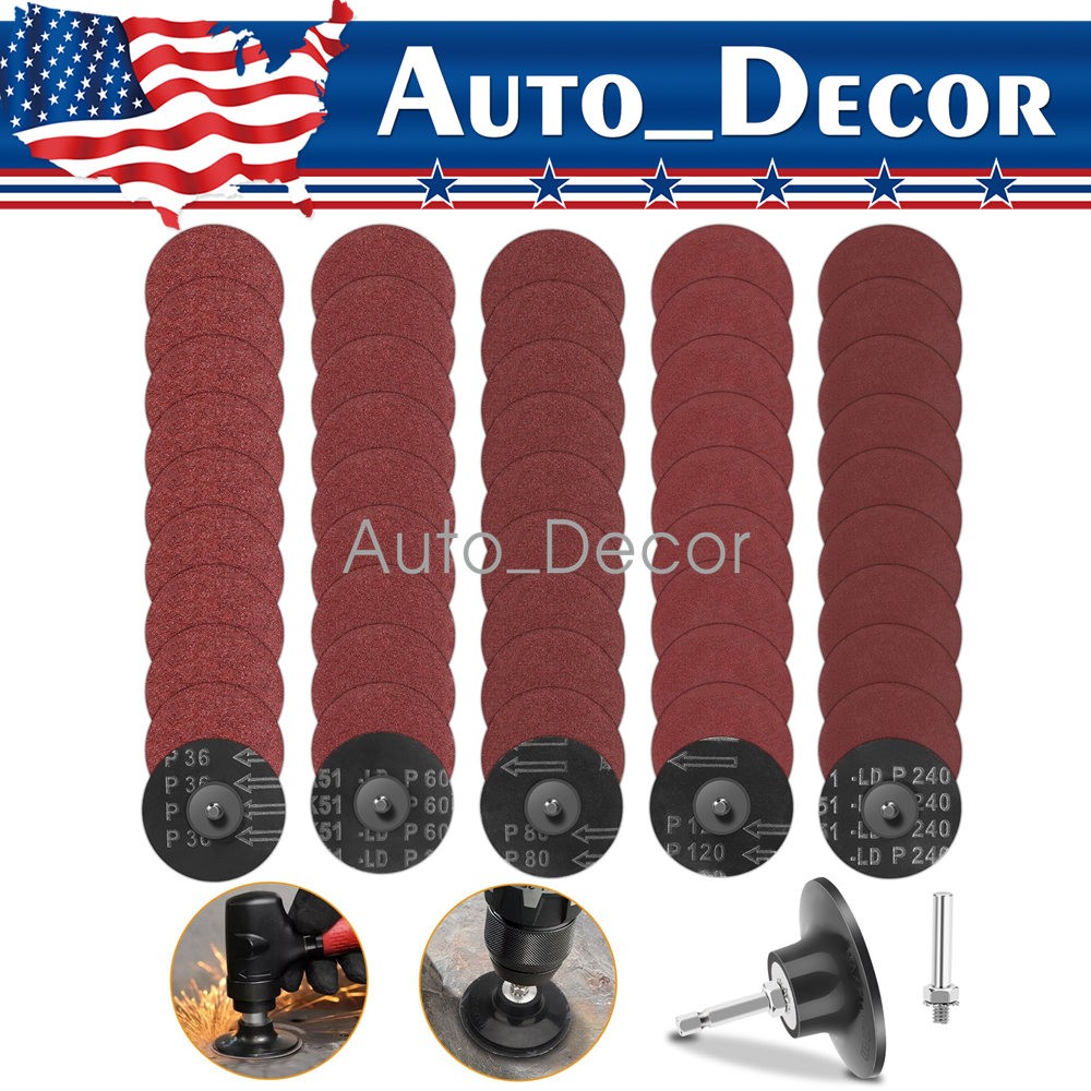 53x 3″ Sanding Disc Roll Lock Quick Change Disc 36/60/80/120/240 Grit 1/4″ Shank