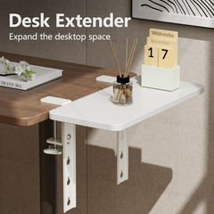 15.7″×7.5″ Clamp-On Desk Extender and Organizer Shelf, Adjustable White