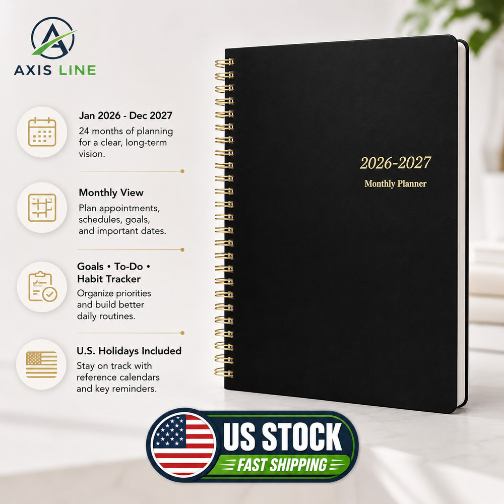 2026-2027 Monthly Planner 2 Year Spiral Agenda Calendar Goals Notes 7.5×10