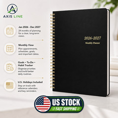 2026-2027 Monthly Planner 2 Year Spiral Agenda Calendar Goals Notes 7.5×10