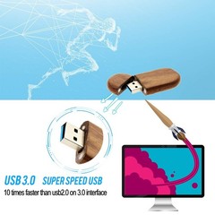 64GB USB3.0 Oval Wood Flash Drive Box, FEWINA Wooden USB Drive 64G USB 3.0 Su…