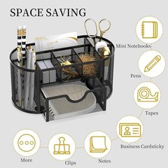 SUPEASY Mesh Desk Organizer, Accessories & Workspace Obsidian Black