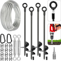 Heavy Duty 30” Ground Anchors Kit with Cable & Turnbuckle for Secure Tie-Downs
