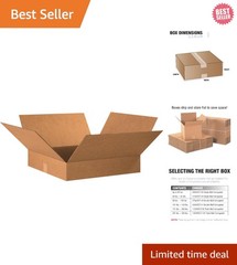 Flat Corrugated Cardboard Boxes 20″x20″x4″ – 10-Pack for Shipping & Storage