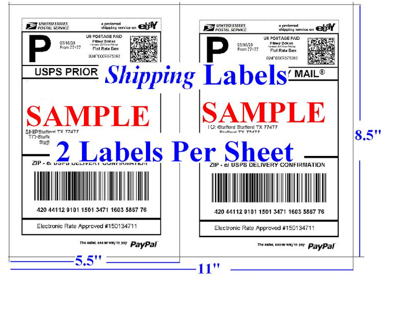 1000 Shipping Labels Blank Self Adhesive Half Sheet 2Per Sheet 5.5 x 8.5 USPS