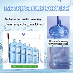 Bottle Brush, 3 Pack Long Handled Bucket Brushes with 2 Water Jug Caps, White
