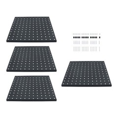 4 Pack 12″x12″ Heavy Duty Black Metal Pegboard Panels Pegboard Wall Organizer