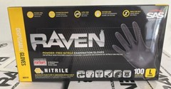 SAS Raven Powder-Free Black Nitrile Gloves CASE (10 BOXES)