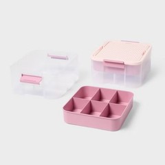 3.9gal Building Brick Play Latching Stacking Storage Pink