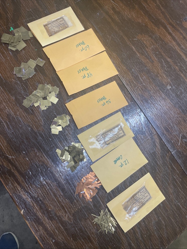 LETTERPRESS BRASS & COPPER SPACES 6,12,24,36,48,60,72pt. 7 Sets 1 & 1/2 Pt