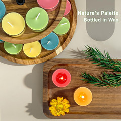 Spring & Summer Scented Tealight Candles 16 Pack, Natural Soy & Bee Wax Blend, E