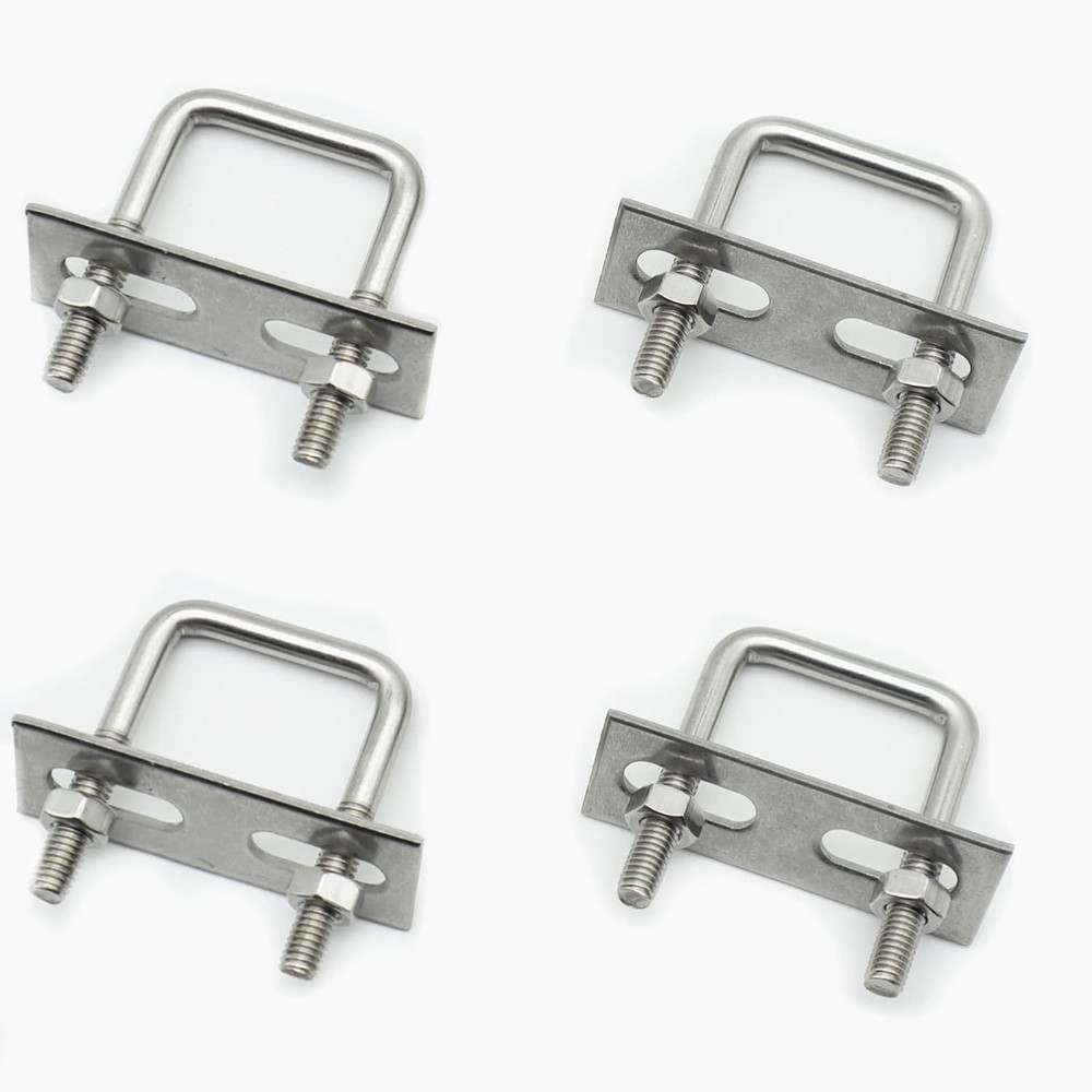 Stainless Steel Square U Bolt Clamp, Square Tube Clamps with Nut and Plate for B