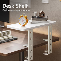 15.7″×7.5″ Clamp-On Desk Extender and Organizer Shelf, Adjustable White
