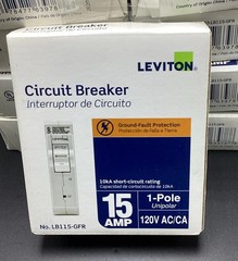 Leviton LB115-GFR GFCI 1-Pole 15 Amp Branch Circuit Breaker, Thermal Magnetic