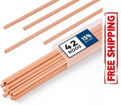 42 Pcs Brazing Rods AWS Bcup-5 15% Silver Solder Phos Copper Brazing Alloy Flat