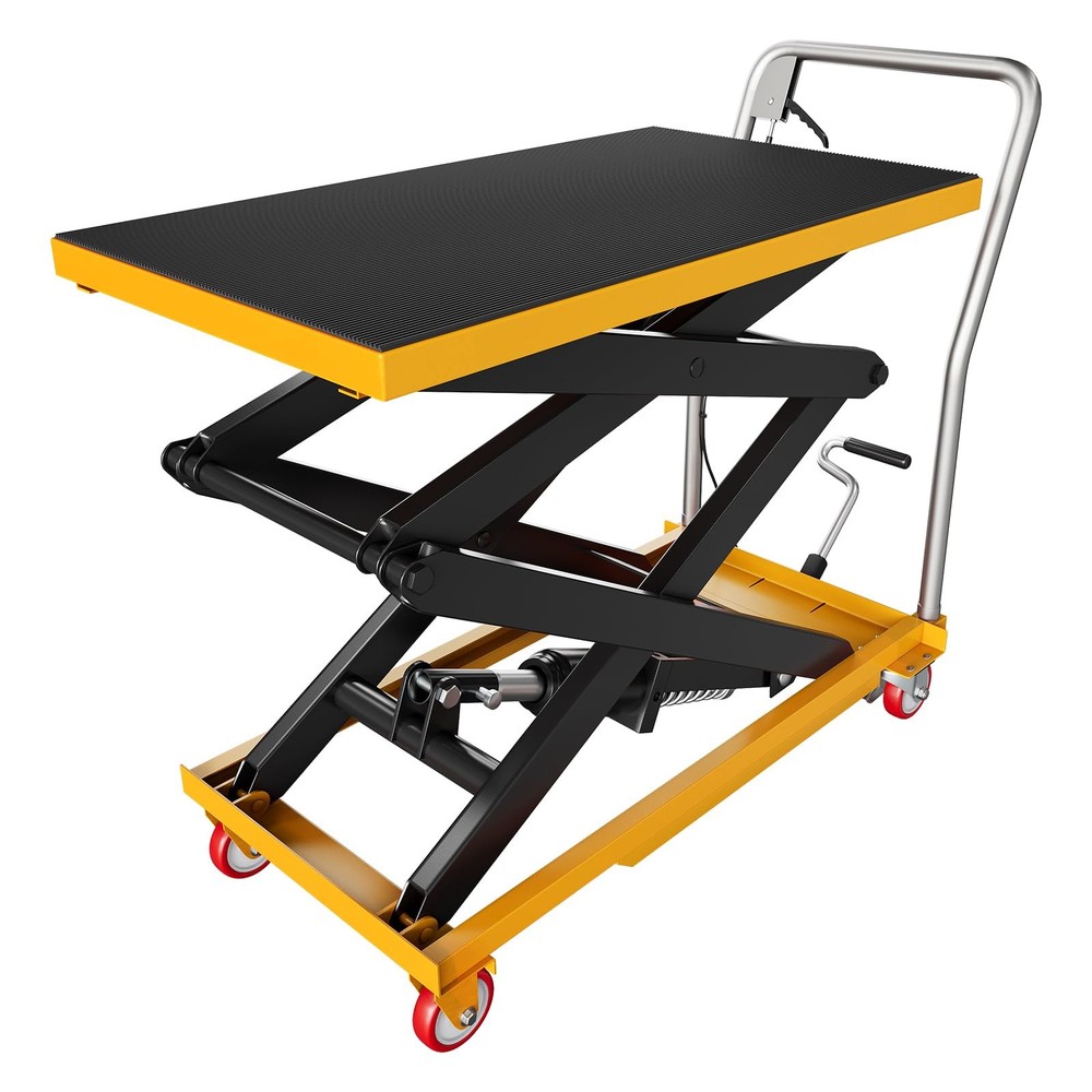 770 Lbs Hydraulic Double Scissor Lift Table Cart 11.5-59″ Lift Rang Steel Wheels