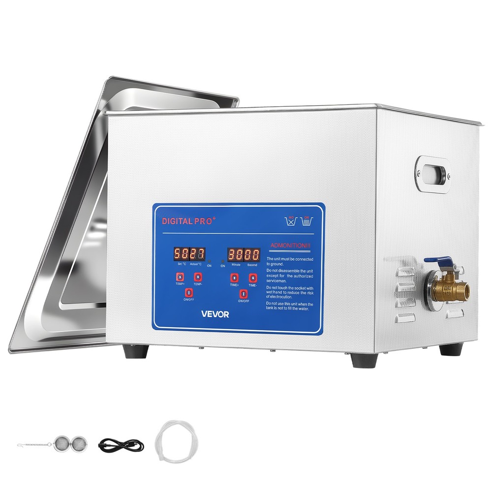 VEVOR Ultrasonic Cleaner 15L-Class Ultrasonic Parts Cleaner 40kHz for Glasses