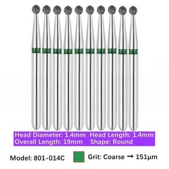 Dental Surgical Long/Round/Taper High Speed Diamond Burs FG Polishing Burs 10Pcs