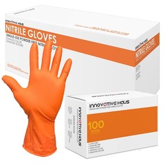 8 Mil Orange Disposable Nitrile Gloves. Raised Diamond Texture – Large- 10 Boxes